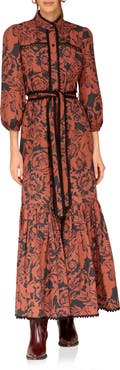 Avec Les Filles Cotton Poplin Floral Maxi Dress