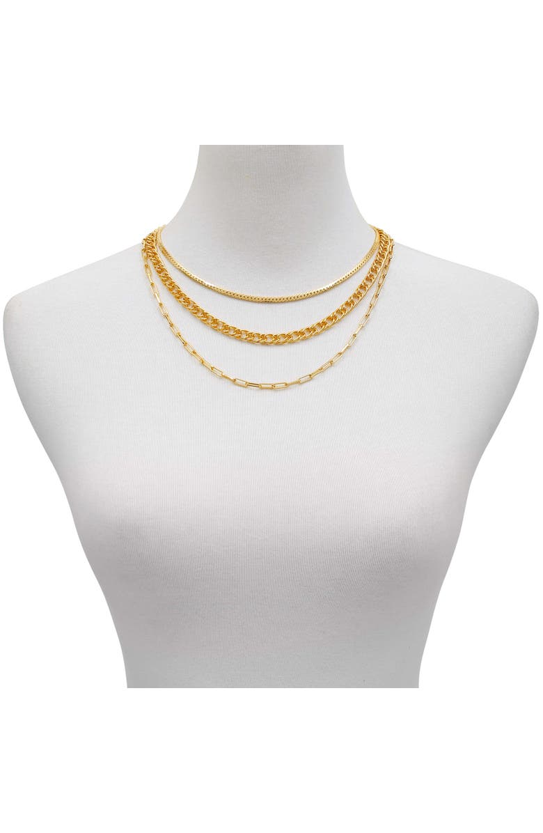Vince Camuto Multi-Row Chain Necklace, Alternate, color, 14K Gold Plated