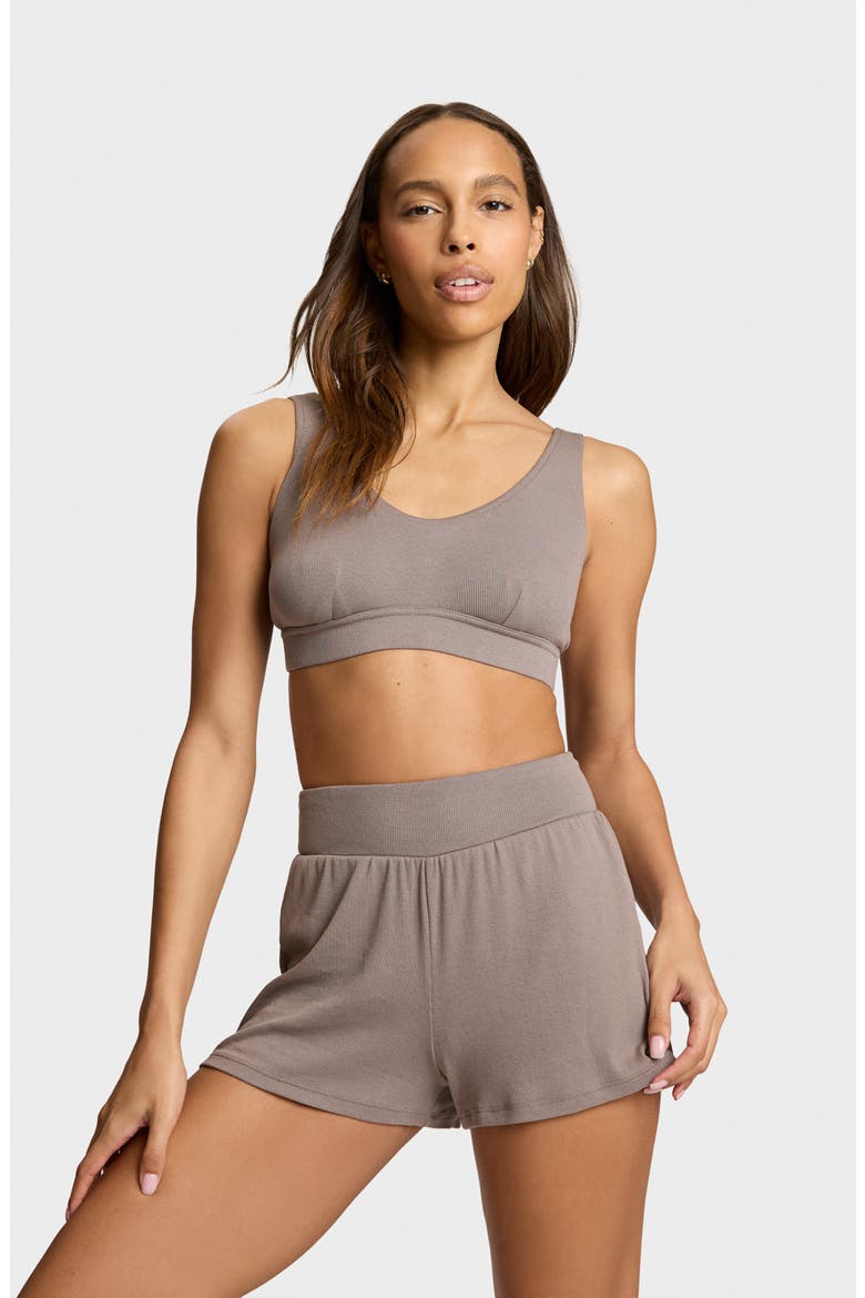 Better than Basic Relaxed Rib Shorts, Alternate, color, TRUFFLE