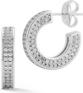 GLAZE JEWELRY Pavé Cubic Zirconia Square Tube Huggie Hoop Earrings