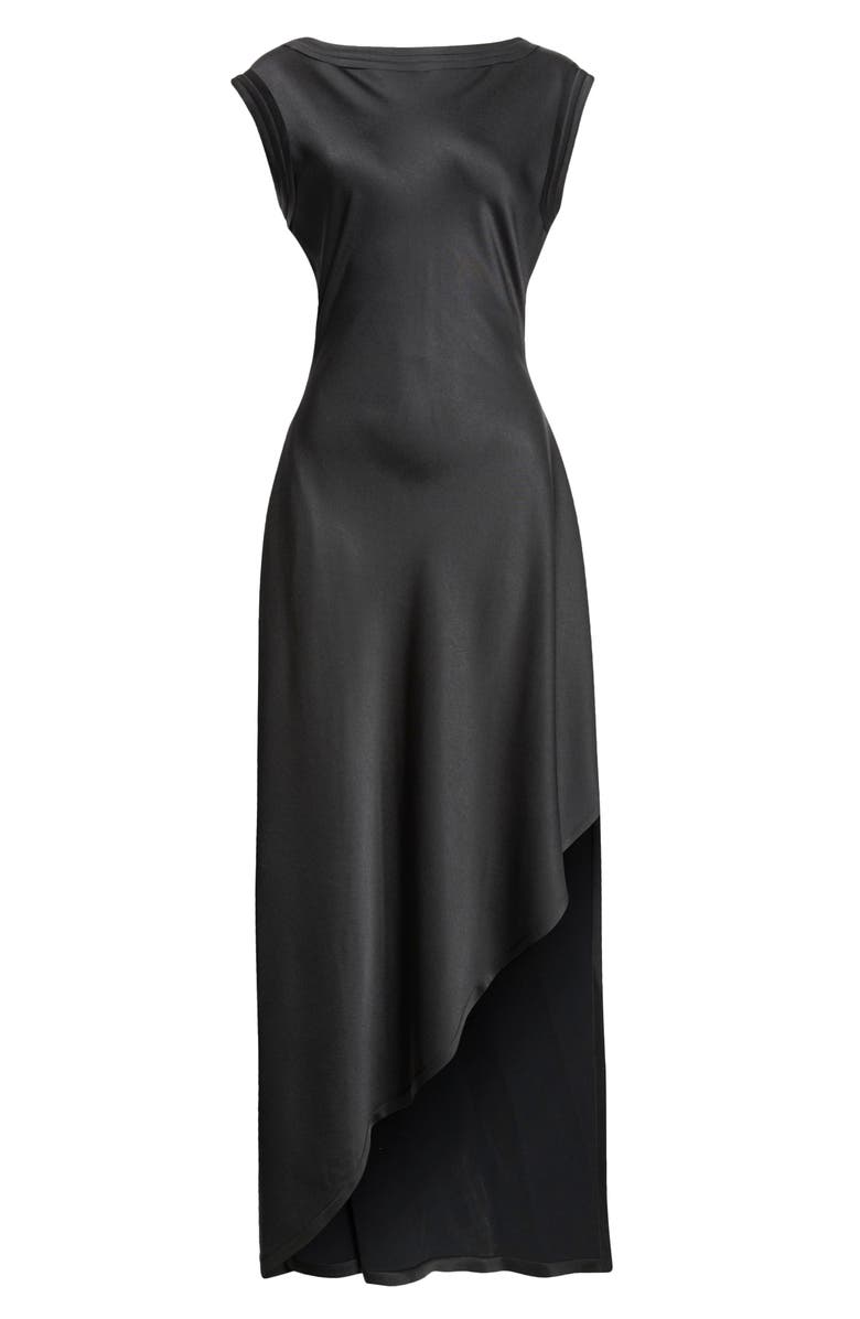 Jason Wu Collection Asymmetric Crepe Back Satin Gown, Alternate, color, Black
