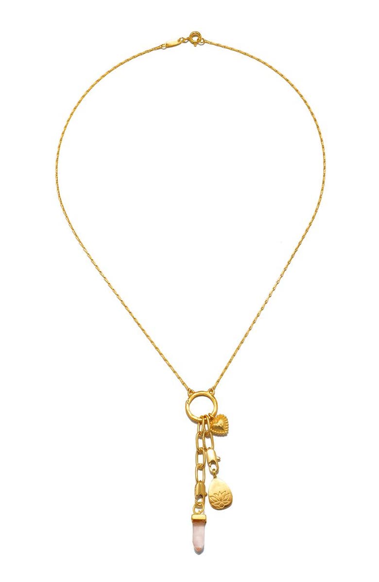 Satya Jewelry Endless Love Charm Necklace Set, Alternate, color, Metallic Gold