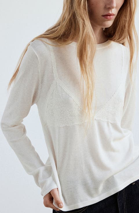 Lace Appliqué Sweater