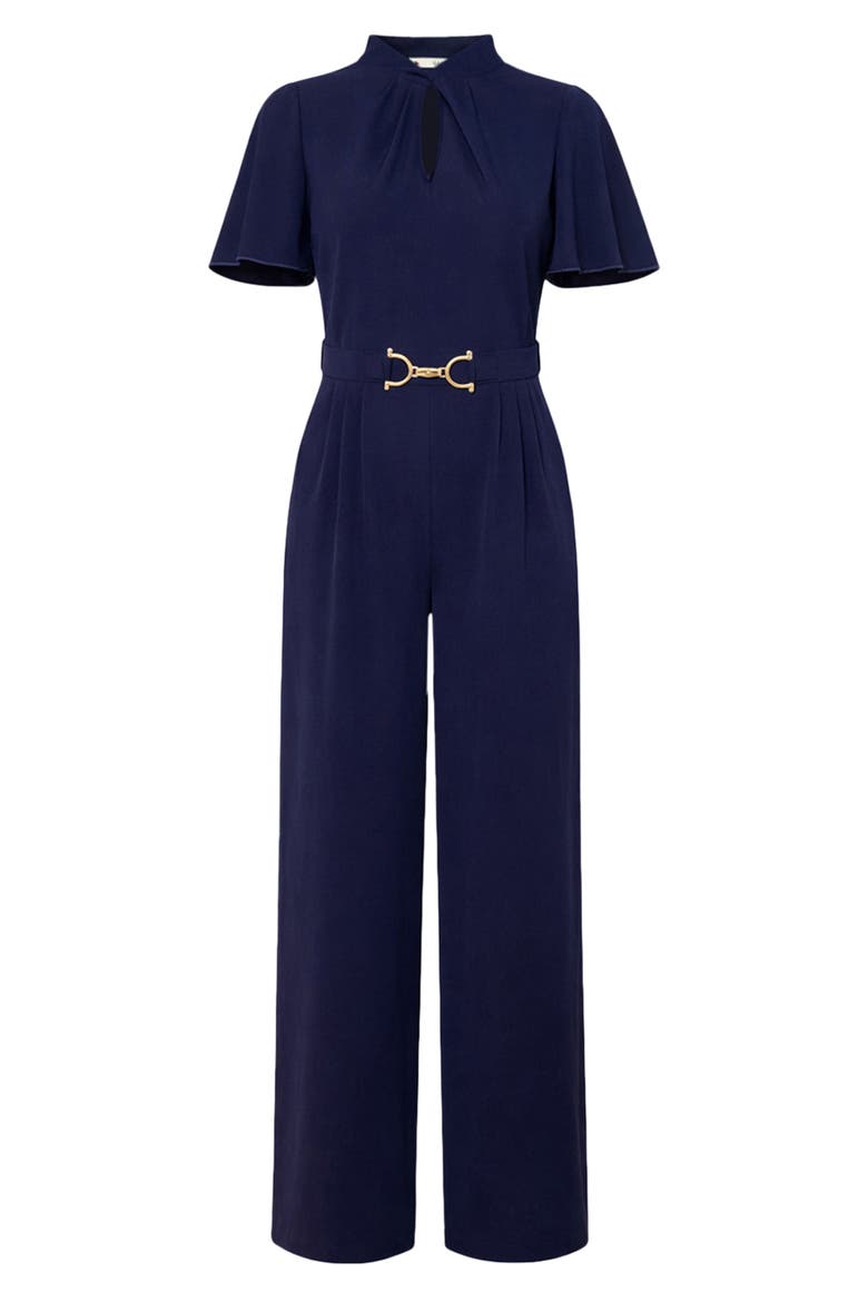 Twist Knot Buckle Detail Jumpsuit, Alternate, color, Navy