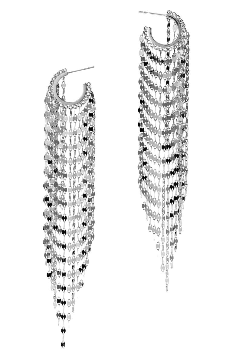 LANA Extra Long Blake Fringe Huggie Hoop Earrings, Main, color, 