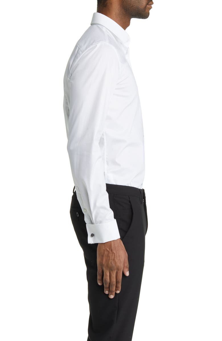 BOSS Hank Slim Fit Easy Iron Tuxedo Shirt, Alternate, color, White