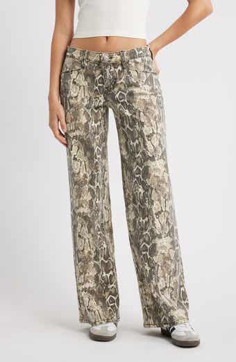 PTCL Althea Snakeskin Print Low Rise Wide Leg Jeans