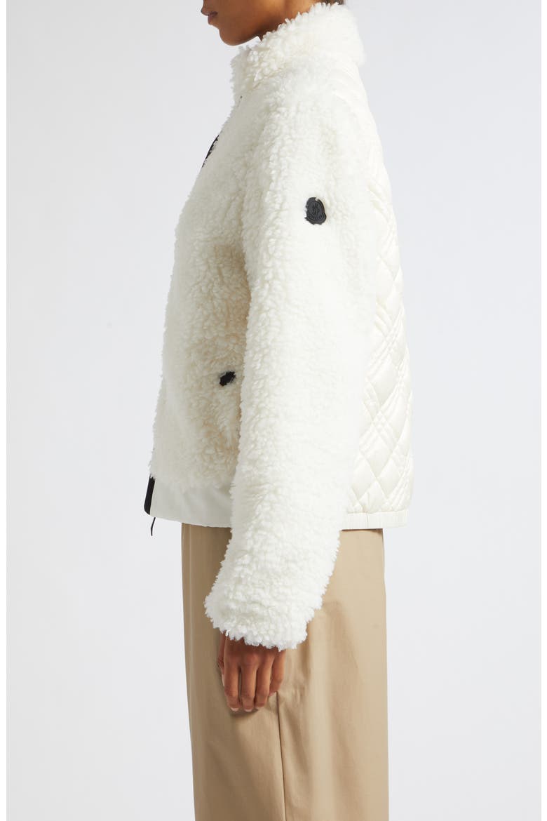 Mixed Media Fleece Zip Cardigan, Alternate, color, WHITE