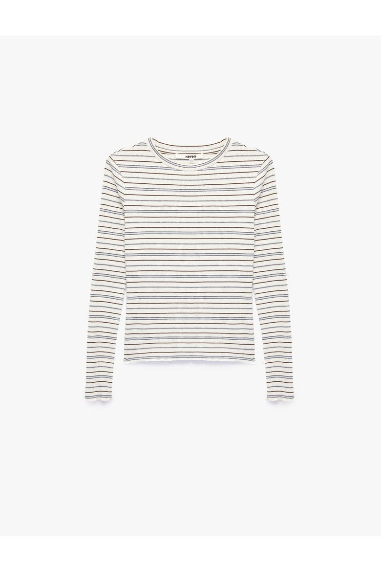 Long Sleeve Blouse, Alternate, color, ECRU STRIPE