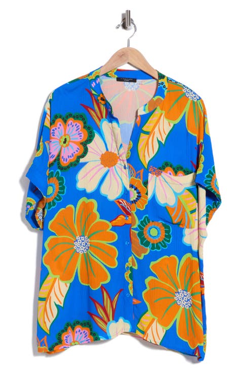 Elbow Sleeve Button-Up Shirt