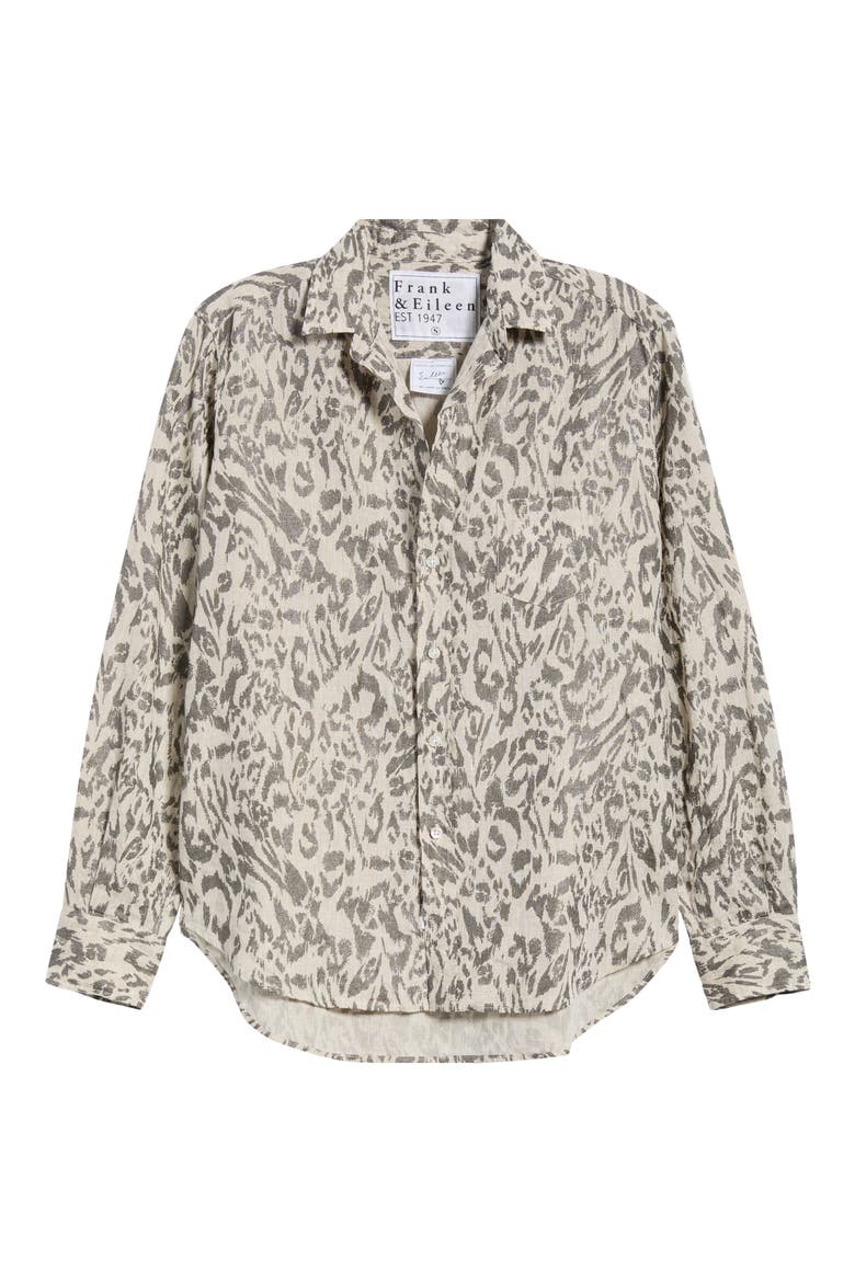 Eileen Relaxed Linen Shirt, Alternate, color, GLITTER ANIMAL PRINT