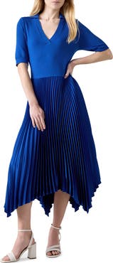LK Bennett Lorna Handkerchief Hem Pleated Dress