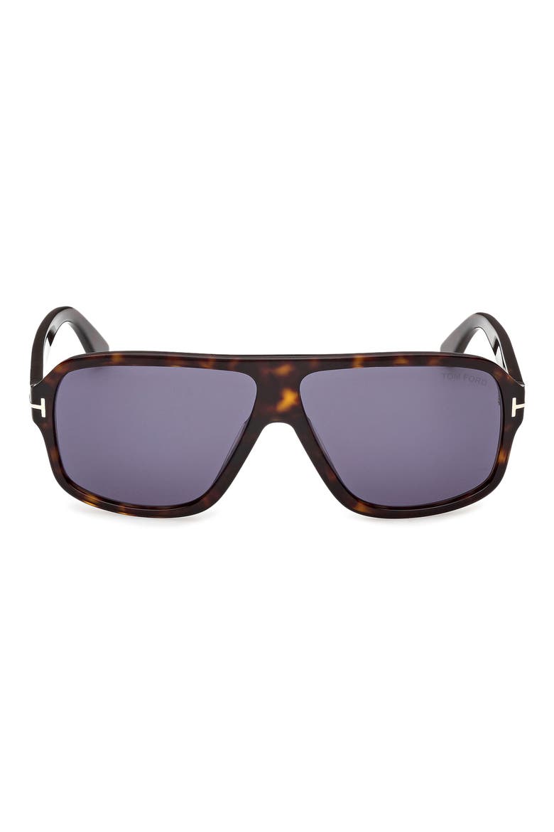 William 0-2 63mm Oversize Navigator Sunglasses, Main, color, DARK HAVANA / BLUE
