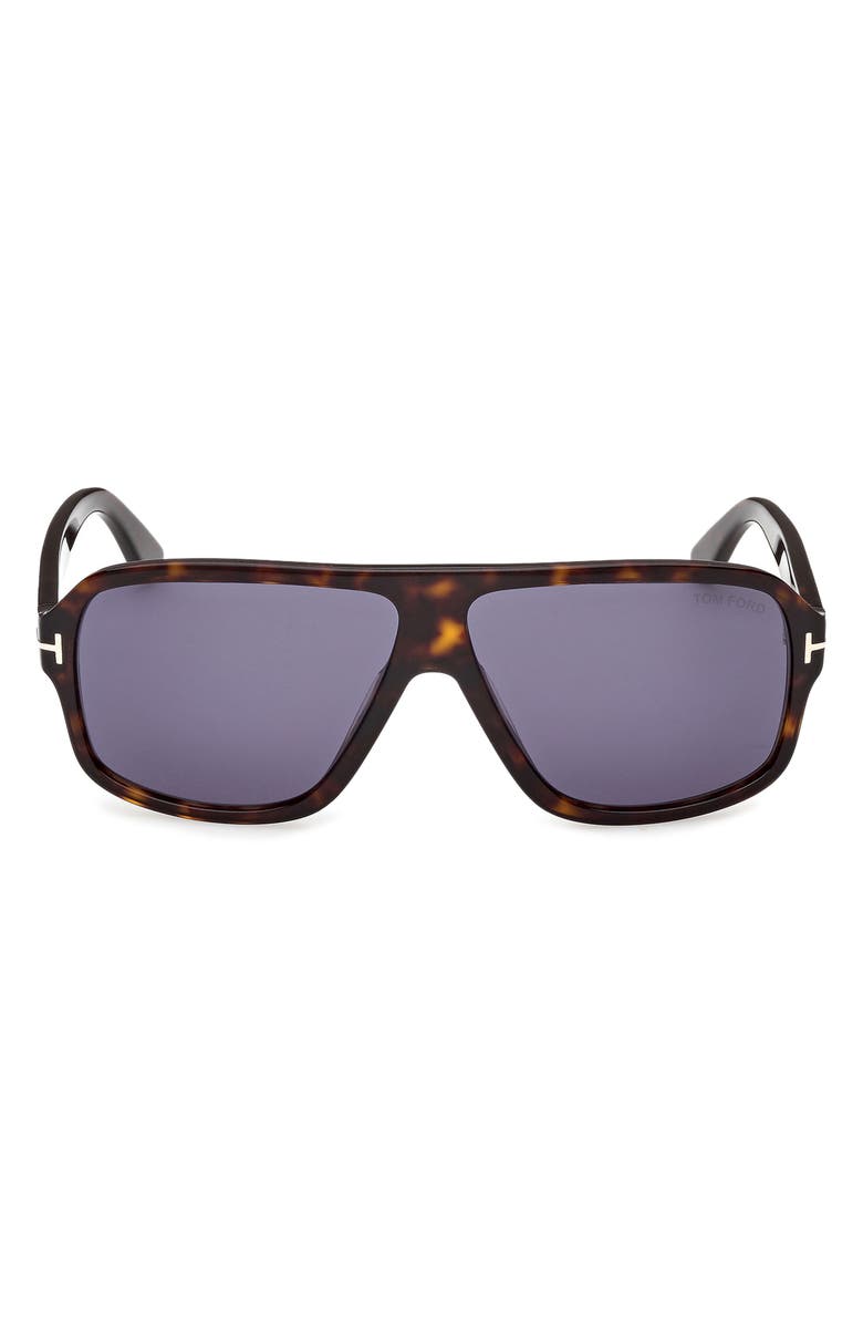 TOM FORD William 0-2 63mm Oversize Navigator Sunglasses, Main, color, Dark Havana / Blue