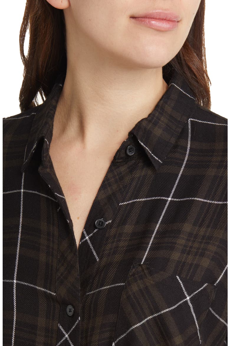 Hunter Plaid Button-Up Shirt, Alternate, color, OLIVE CARBON WHITE