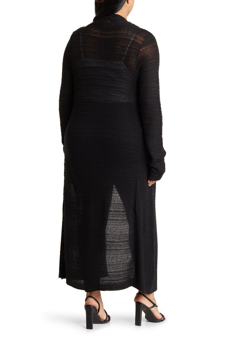Tanisha Openwork Duster Cardigan, Alternate, color, BLACK