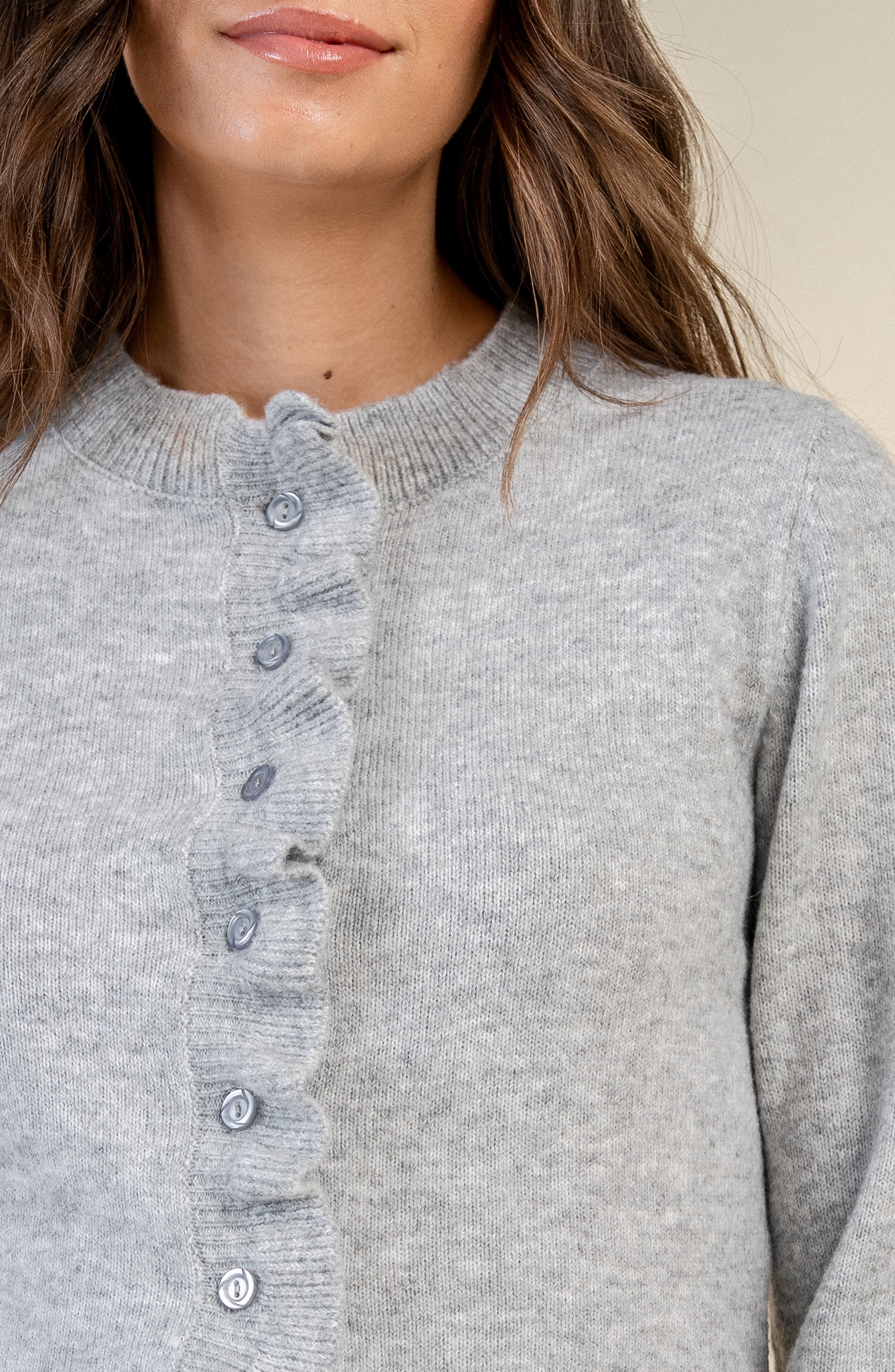 Ruffle Trim Peplum Cardigan