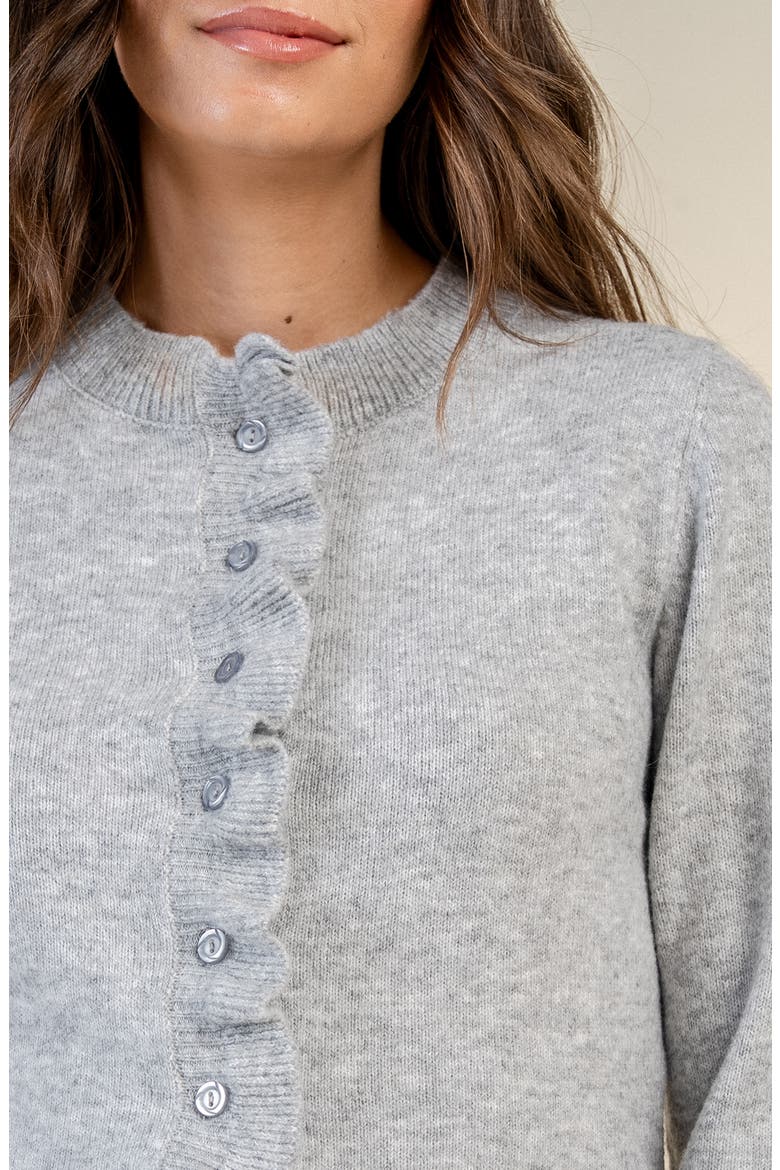 Ruffle Trim Peplum Cardigan, Main, color, HEATHER GREY
