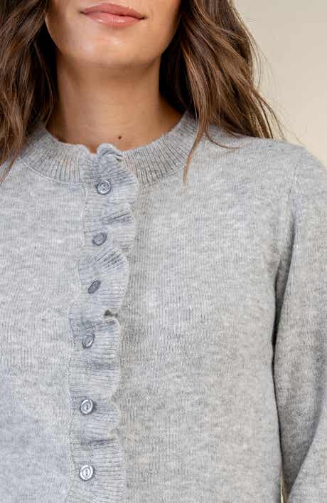 Ruffle Trim Peplum Cardigan