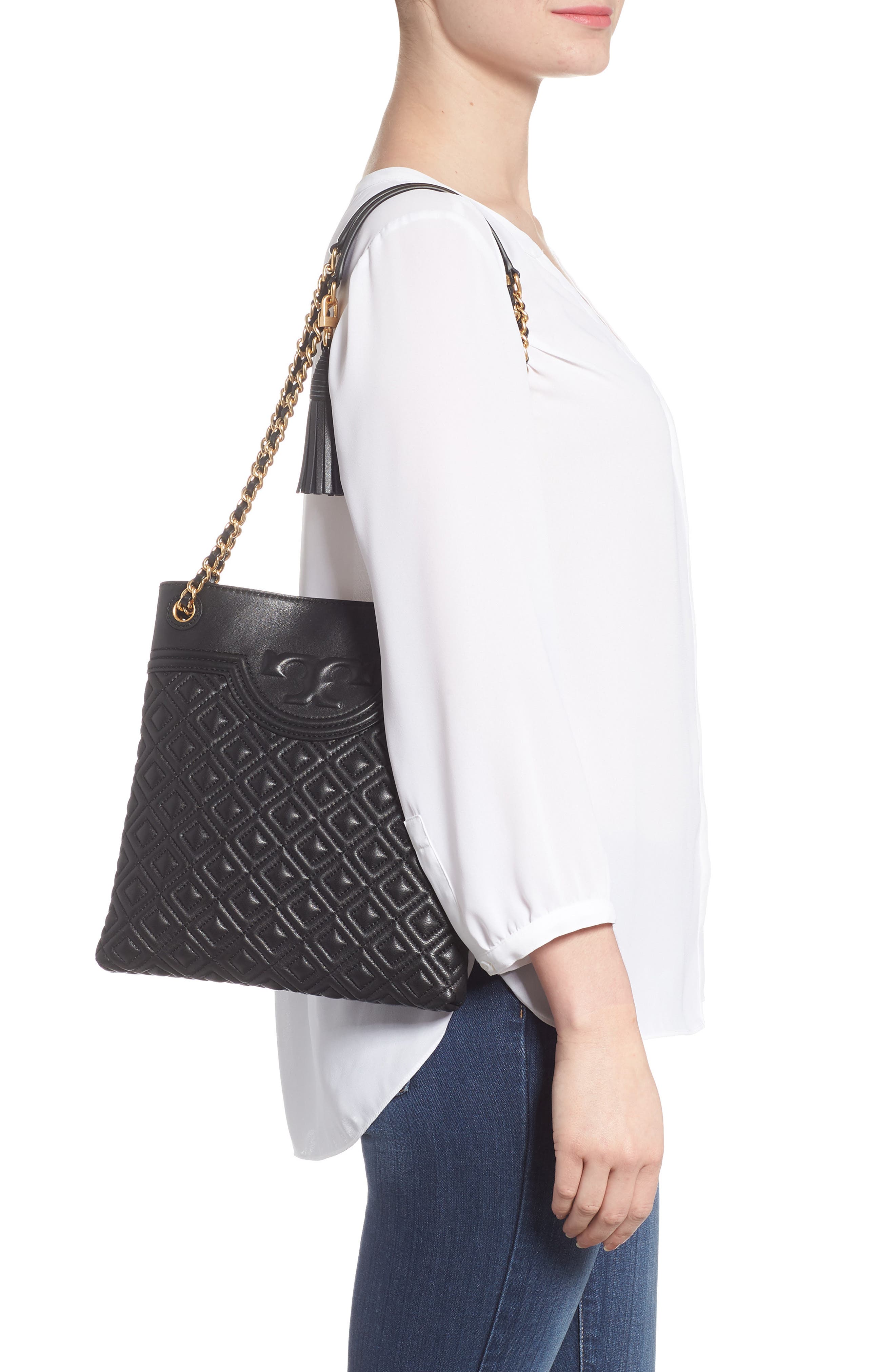 Tory Burch Fleming Swingpack Leather Crossbody Bag, Alternate, color, 