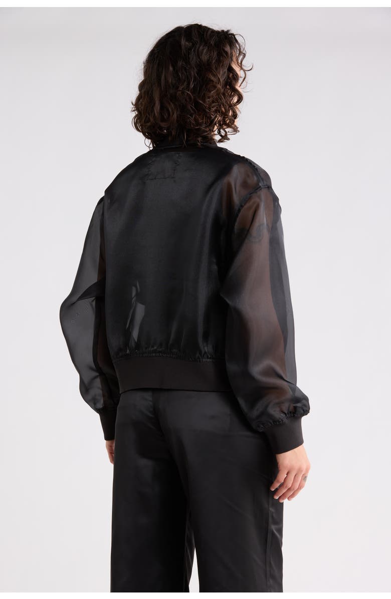 Sanctuary Organza Crop Bomber Jacket, Alternate, color, Black