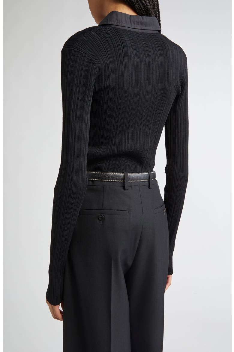 Half Placket Long Sleeve Knit Polo, Alternate, color, BLACK