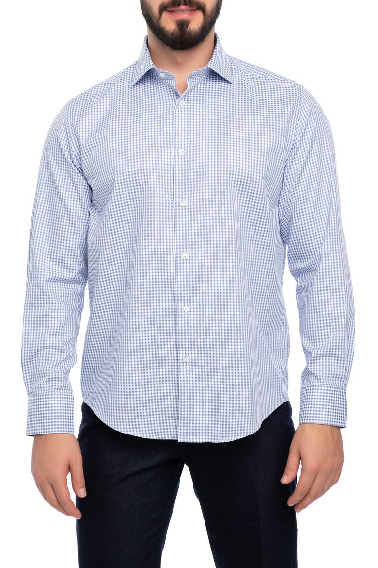 Brooklyn Slim Fit Cotton Dress Shirt, Main, color, BLUE