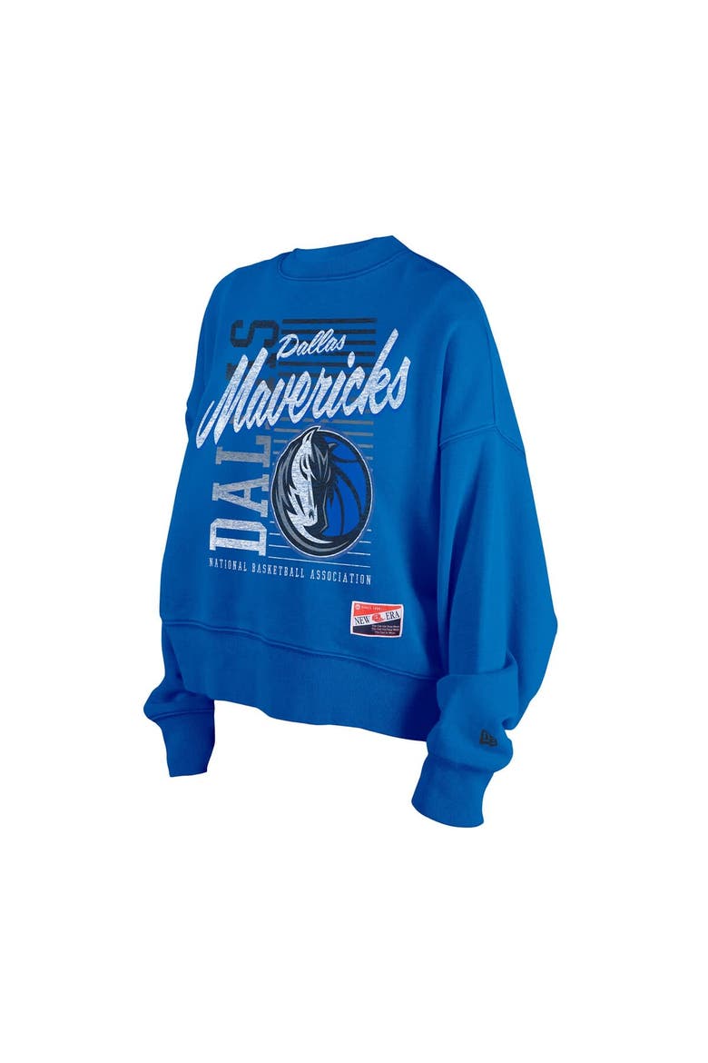 Women's New Era Blue Dallas Mavericks Boxy Throwback Mineral Wash Sweatshirt, Alternate, color, Blue