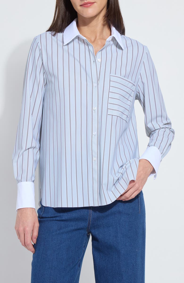 Lysse Stripe Button-Up Shirt, Main, color, Moonstone Stripe
