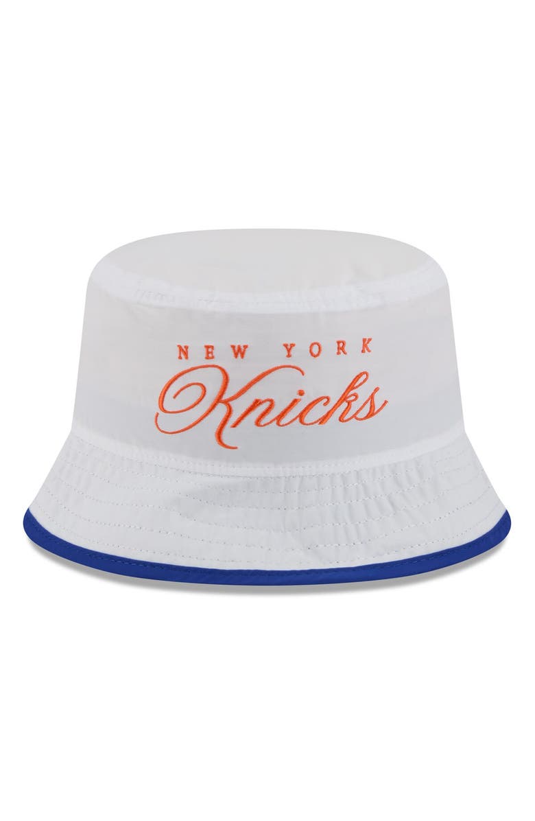 New Era Men's New Era White/Blue New York Knicks 2025 NBA Draft Nylon Bucket Hat, Alternate, color, White
