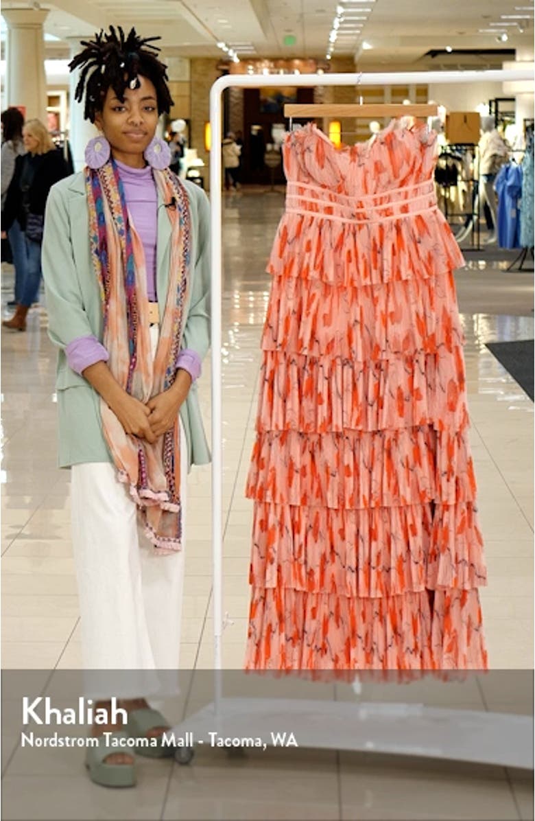 Monaco Strapless Ruffle Tiered Plissé Gown, sales video thumbnail