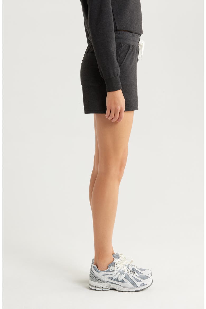 Lightweight Fleece Shorts, Alternate, color, HEATHER BLACK