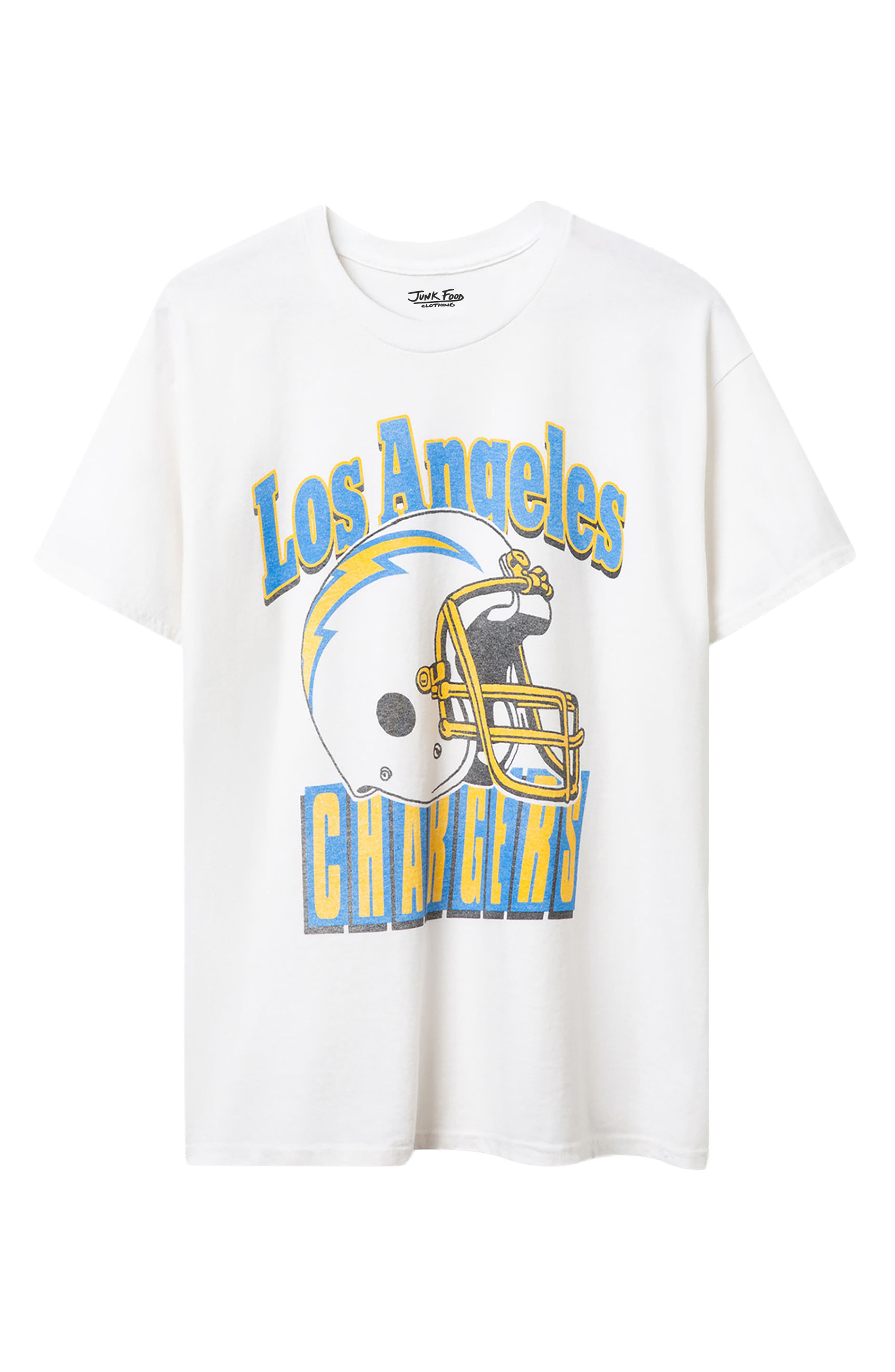 Junk Food Los Angeles Chargers Throwback Helmet Cotton Graphic T-shirt In White