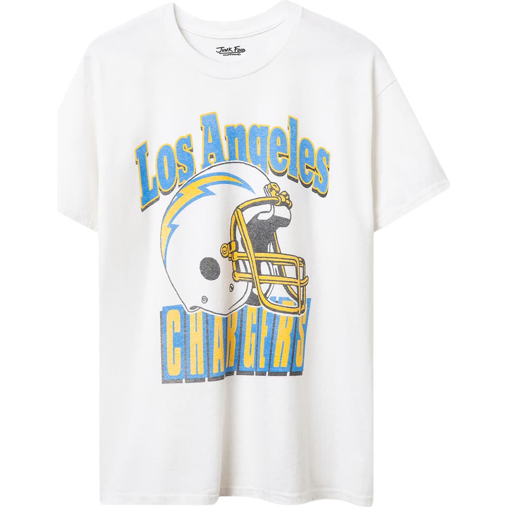 Junk Food Los Angeles Chargers Throwback Helmet Cotton Graphic T-shirt In White