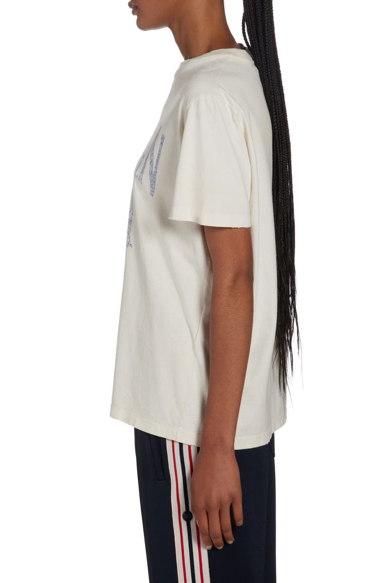 Golden Goose Golden Flower Mill Distressed Silk Blend Graphic T-Shirt, Alternate, color, Heritage White
