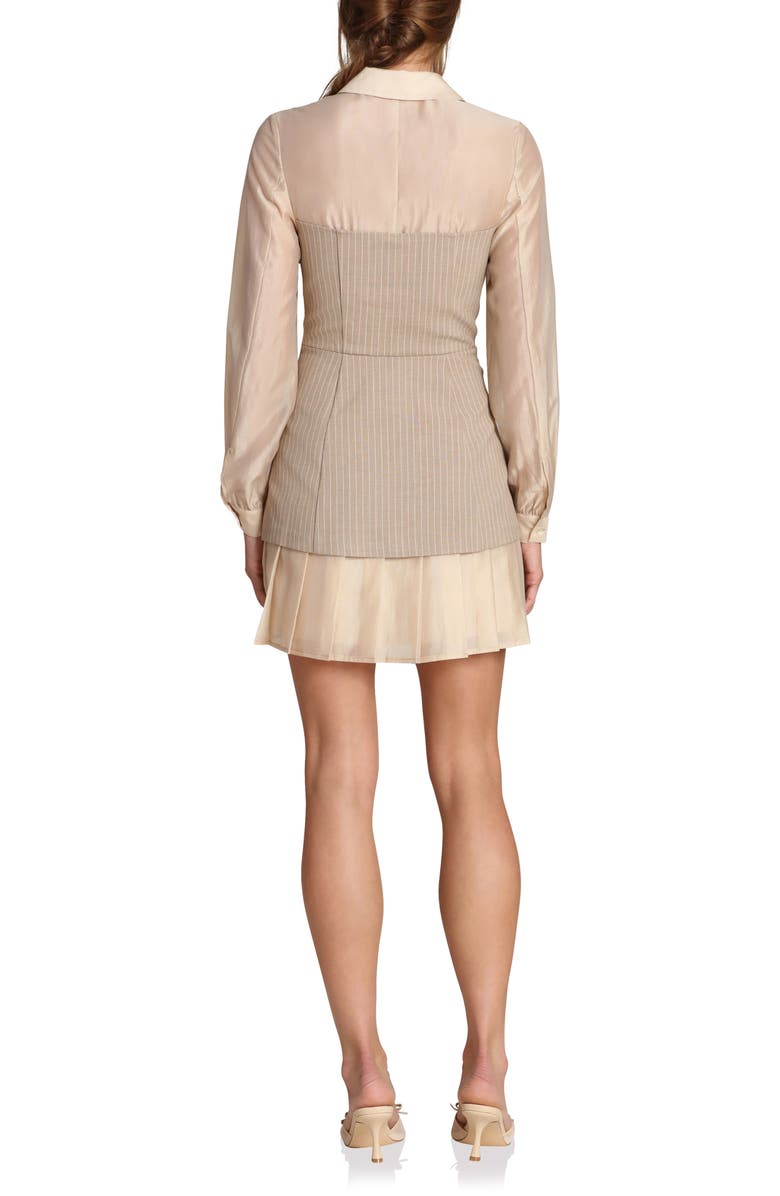 Avec Les Filles Twofer Long Sleeve Minidress, Alternate, color, Khaki And Cream