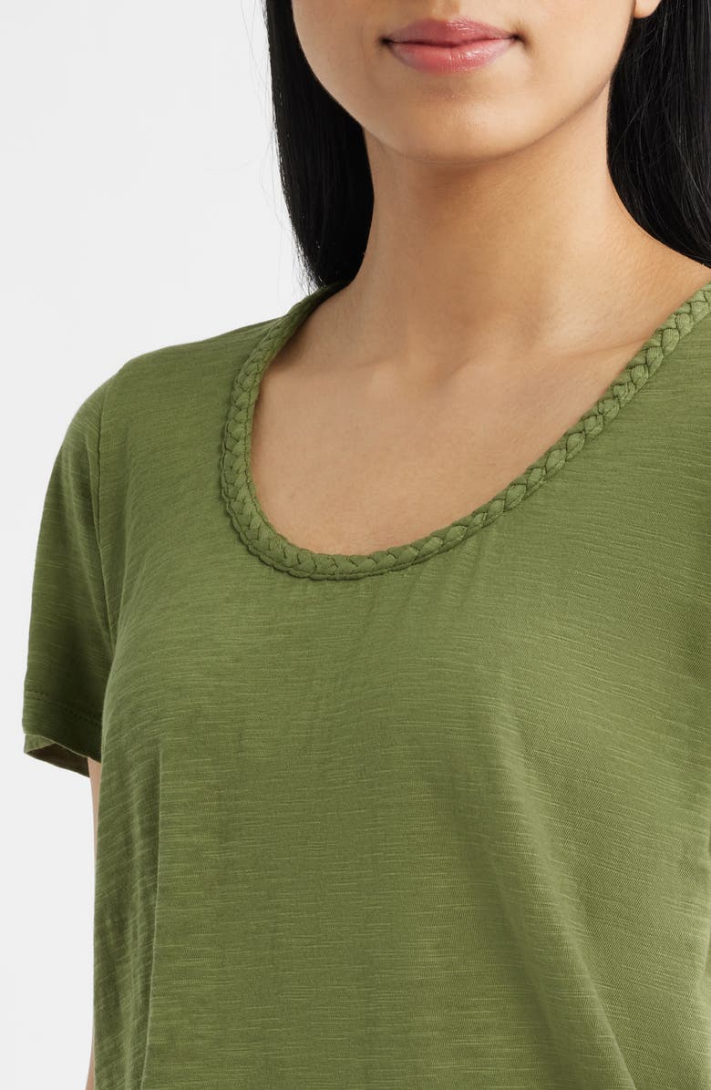 CITY BLUES Braided Neck Relaxed Fit Cotton T-Shirt, Alternate, color, 