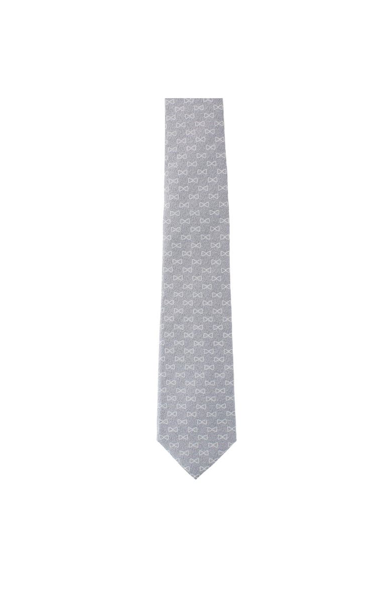 Signature Logo Silk Novelty Necktie, Alternate, color, Silver