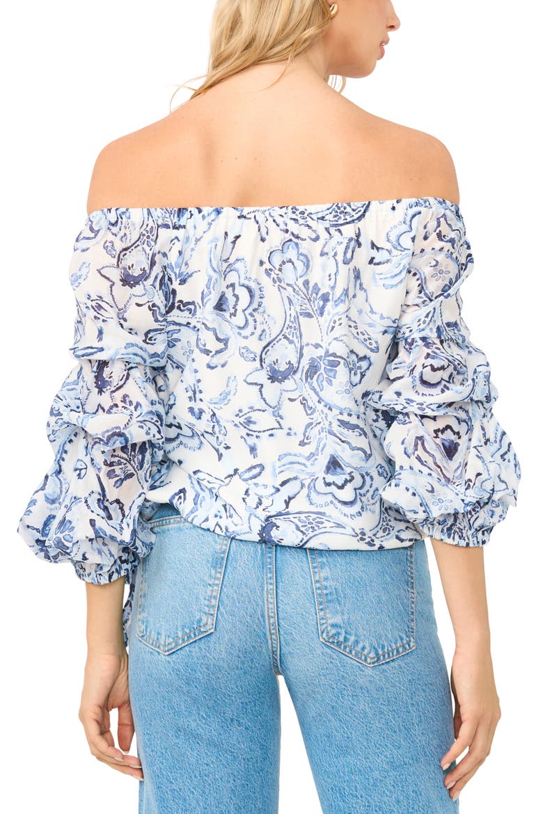 Off the Shoulder Bubble Sleeve Top, Alternate, color, FROSTING BLUE