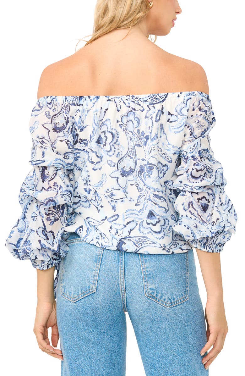 Vince Camuto Off the Shoulder Bubble Sleeve Top, Alternate, color, Frosting Blue