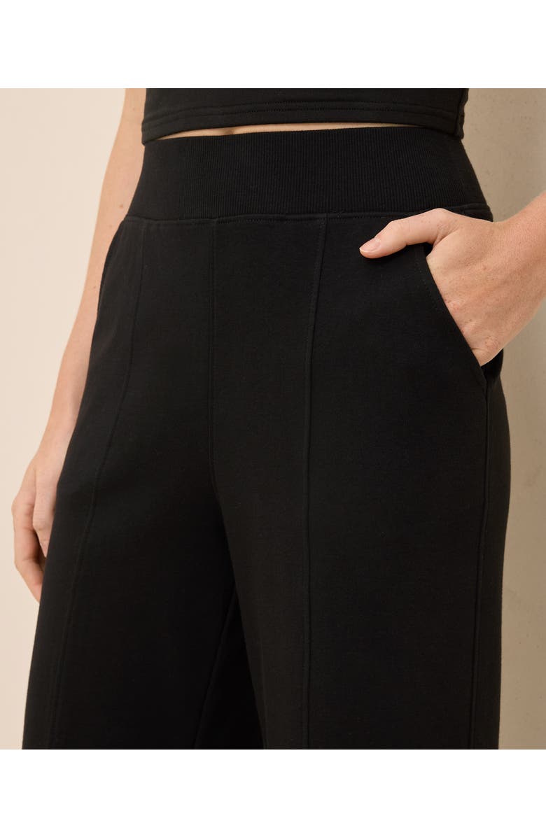 Pact Organic Cotton Airplane Pintuck Wide Leg Pant, Alternate, color, Black