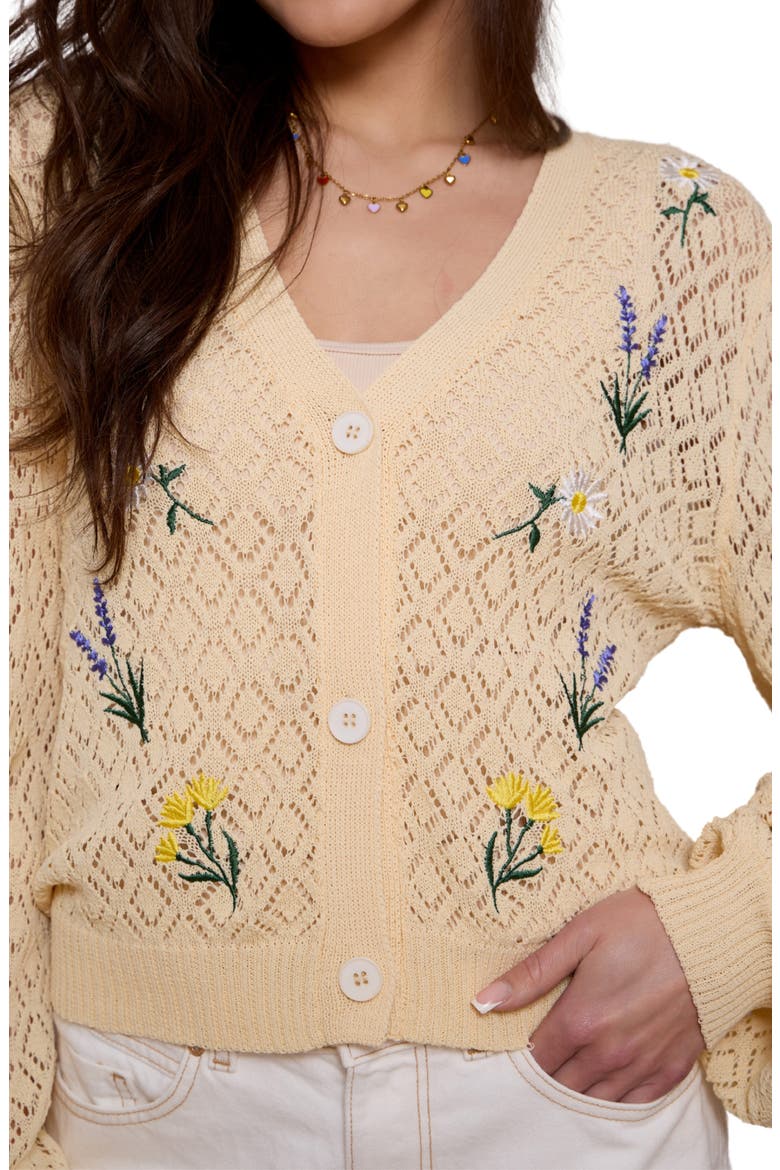 Floral Embroidered Cardigan, Alternate, color, IVORY