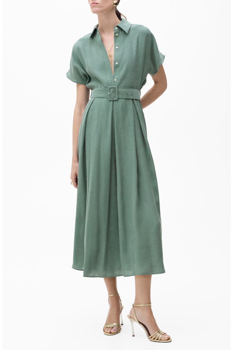 Macarela Belted Shirtdress, Main, color, GREEN
