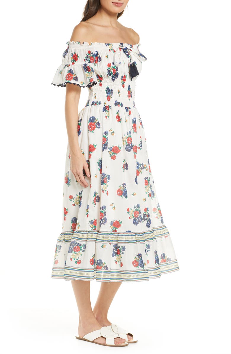 Tory Burch Meadow Folly Off the Shoulder Cover-Up Dress, Alternate, color, 