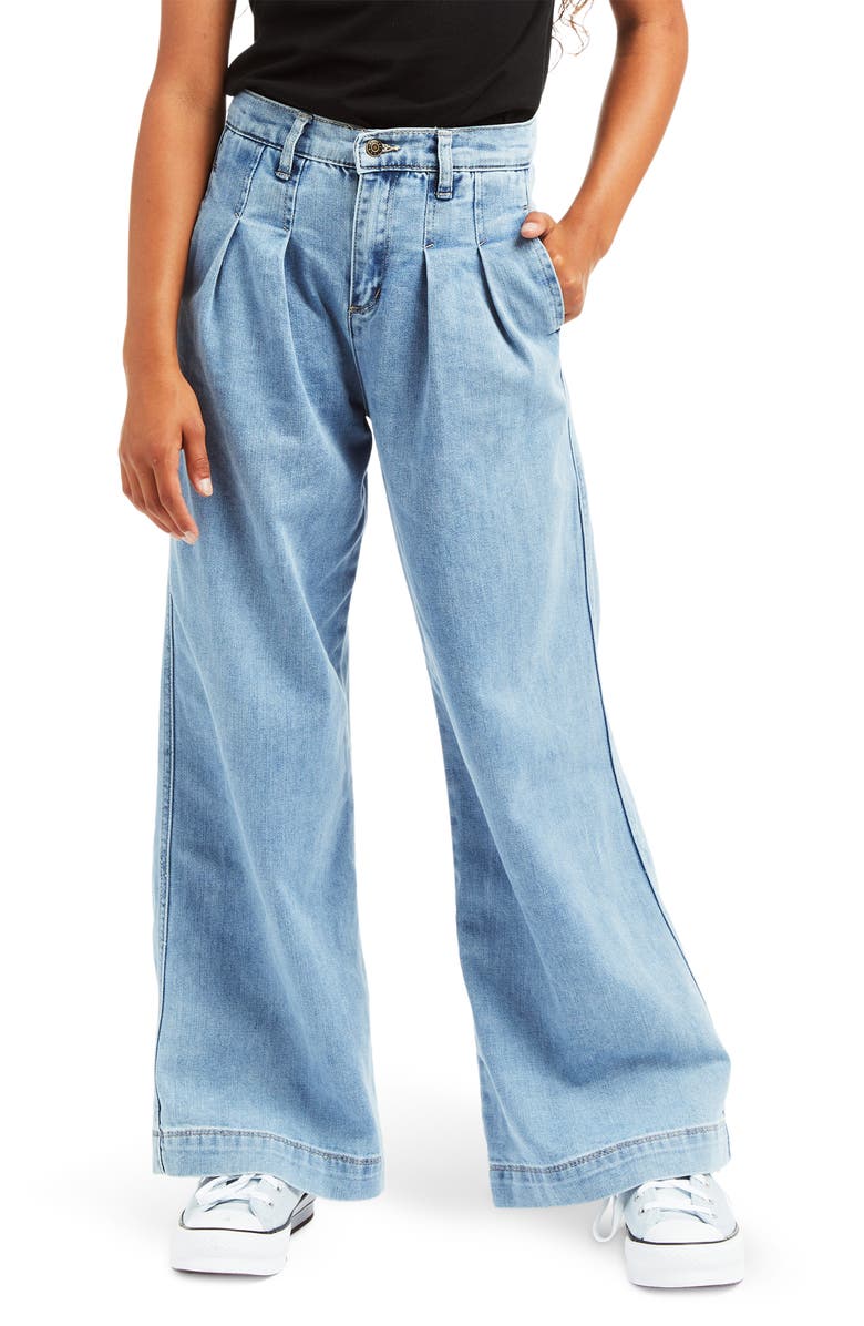 Tractr Kids' Double Pleat Wide Leg Jeans, Alternate, color, 