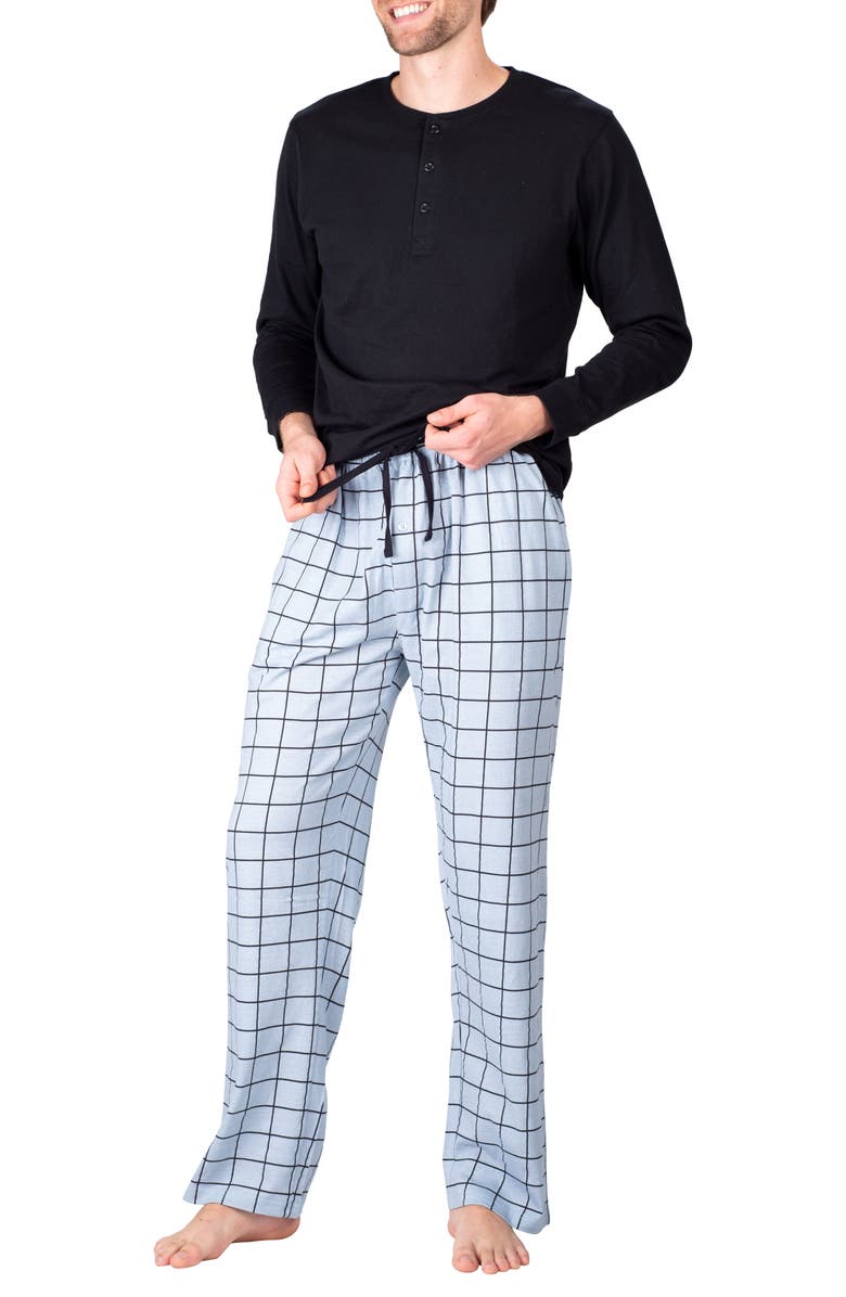 SLEEPHERO Knit Pajamas, Alternate, color, Black With Grey Window Pane