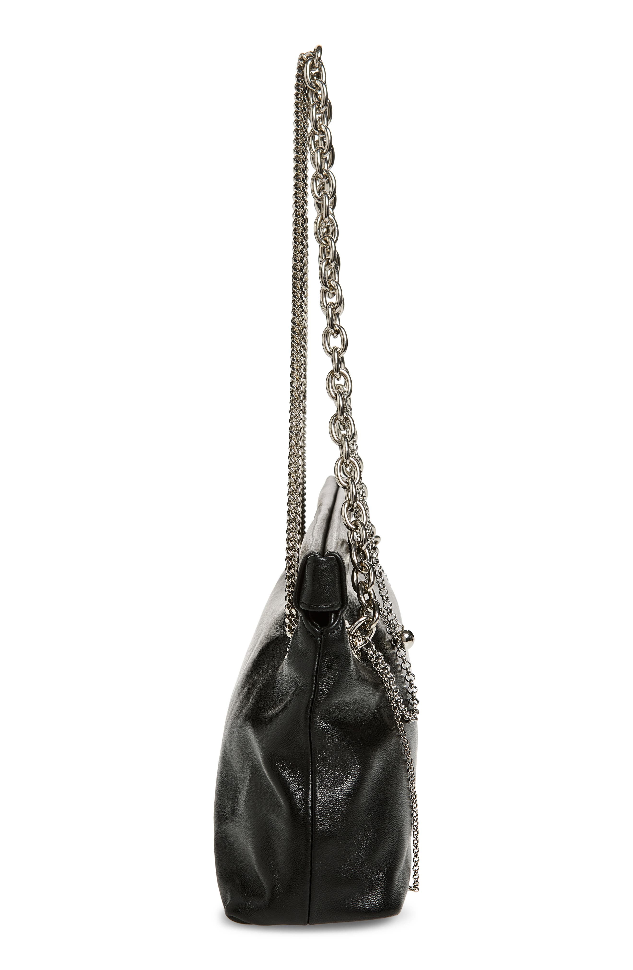Flor Leather Chain Bag, Alternate, color, BLACK