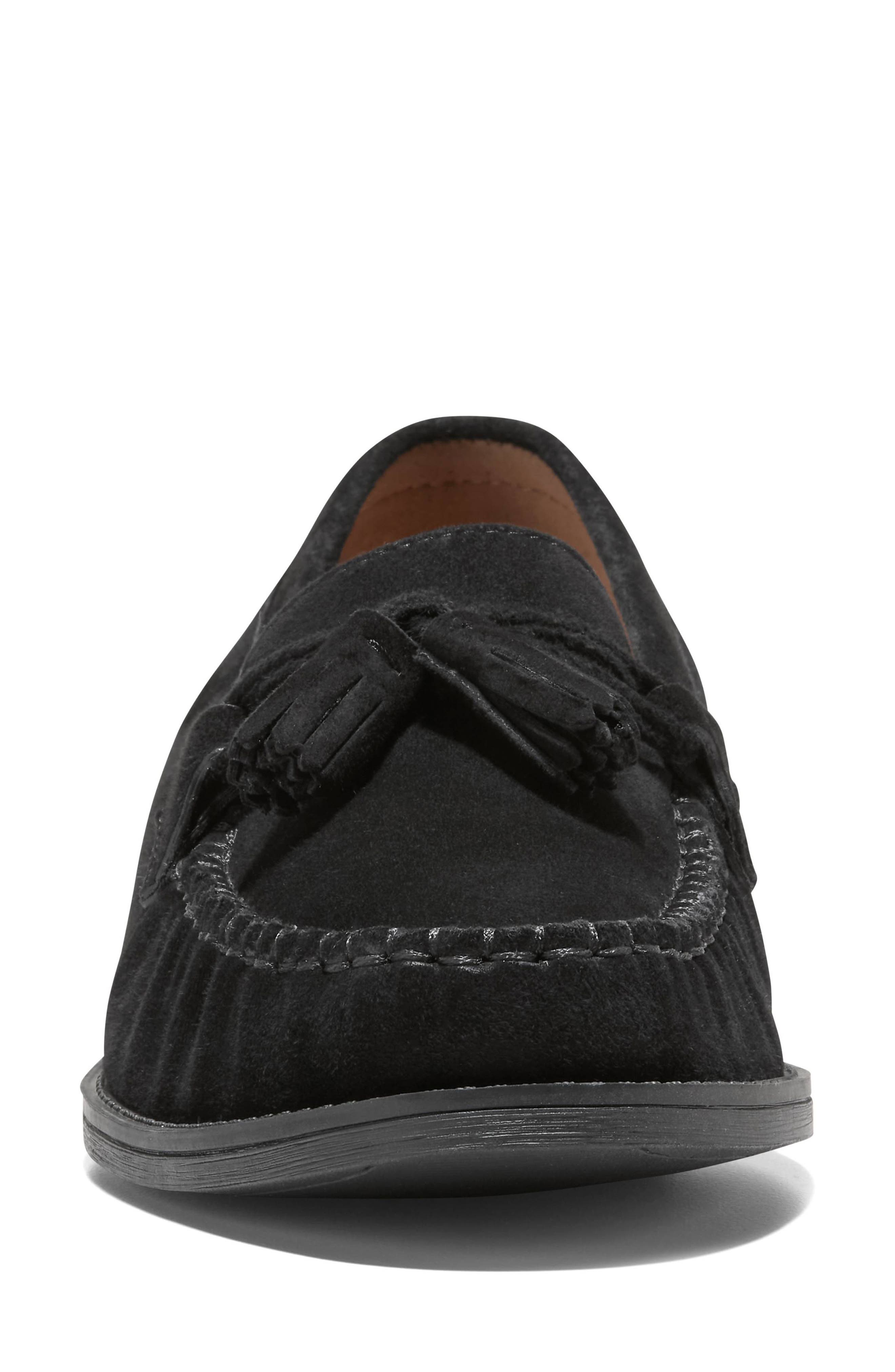 Cole Haan Stassi Tassel Loafer, Alternate, color, Black Suede