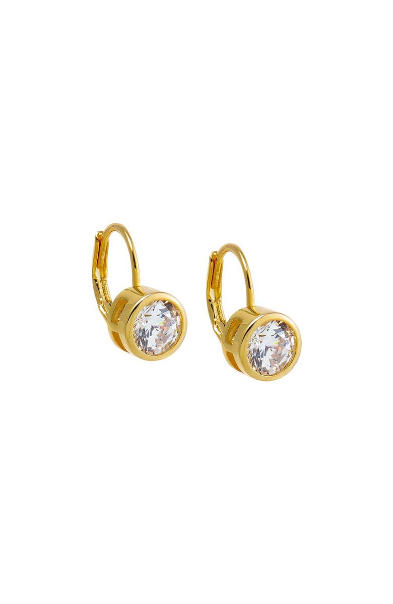BY ADINA EDEN CZ Bezel Round Baguette Huggie Earring, Main, color, Gold