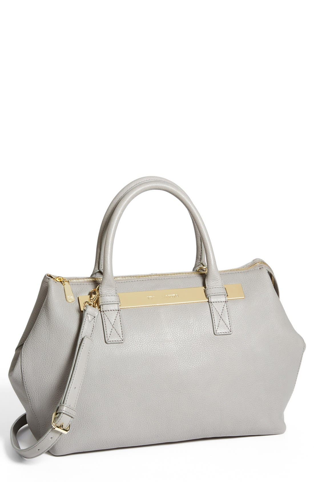 'Jace' Leather Satchel, Main, color, FROST GREY